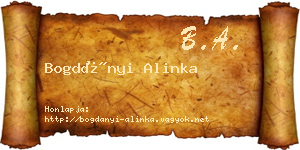 Bogdányi Alinka névjegykártya